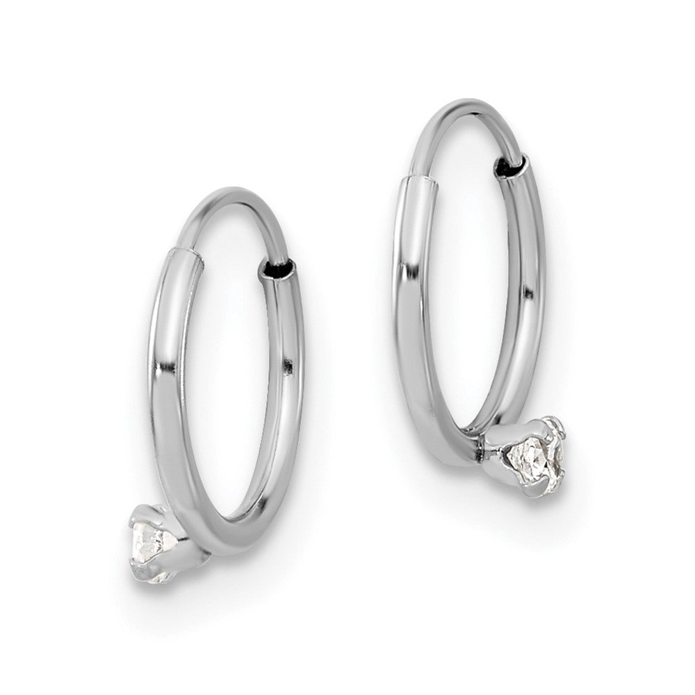 14k Madi K White Gold Polished CZ on Small Endless Hoops