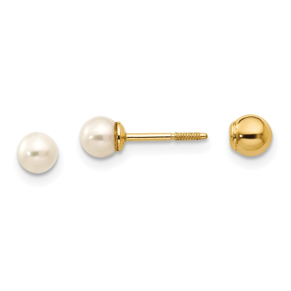 14k Madi K Reversible 3.75- FW Cultured Pearl & Gold Bead Earrings