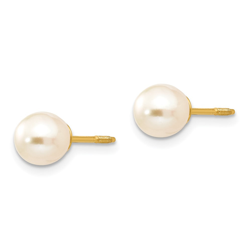 14k Madi K Reversible 5- White Round Freshwater Cultured Pearl and Bead Screwback Post Earrings