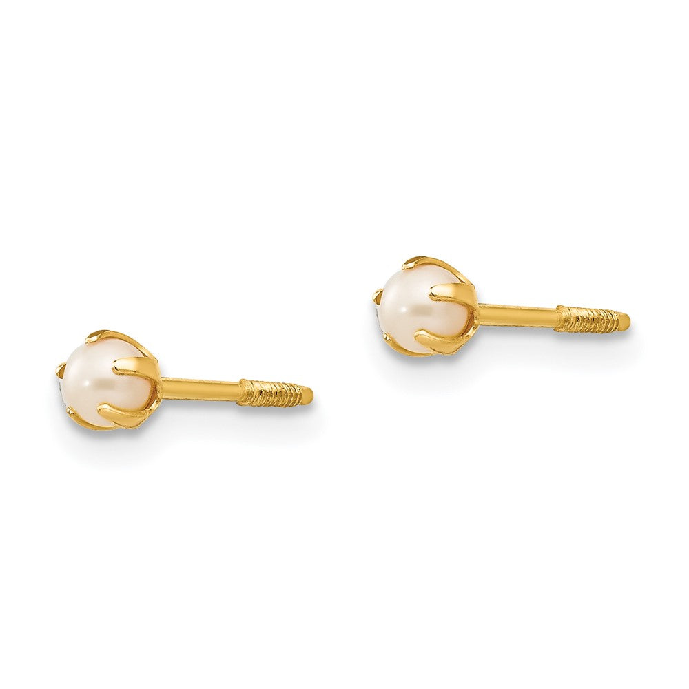 14k Madi K 2- White Round Freshwater Cultured Pearl Screwback Post Earrings