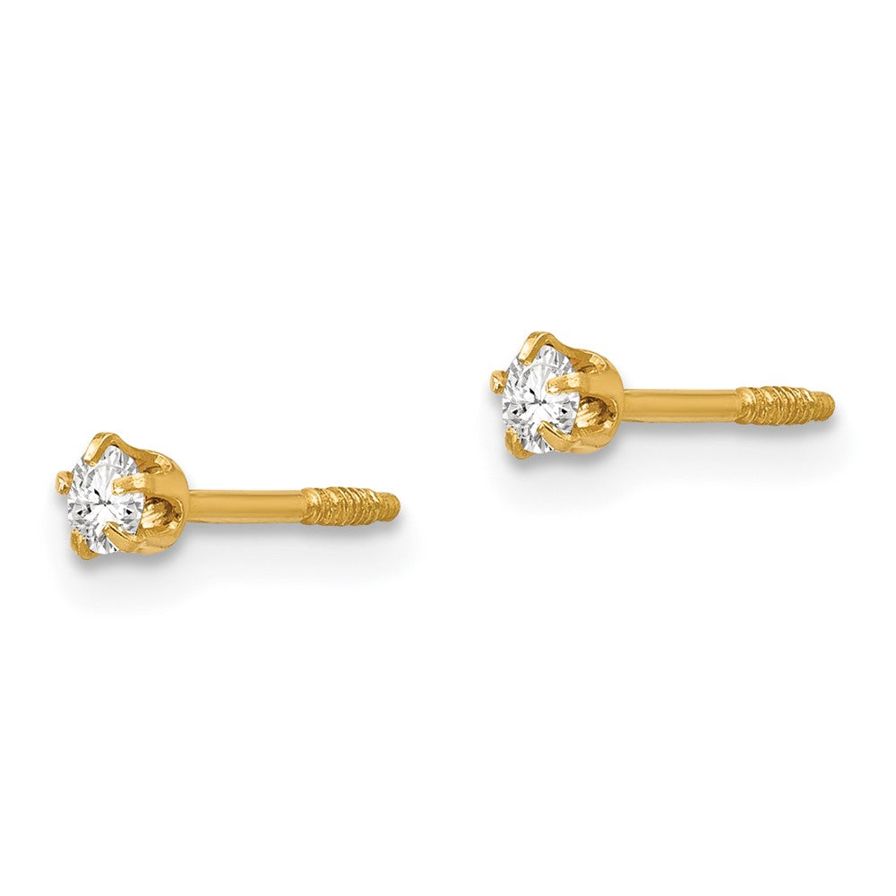 14k Madi K Polished Reversible Crystal and Ball Post Screwback Earrings