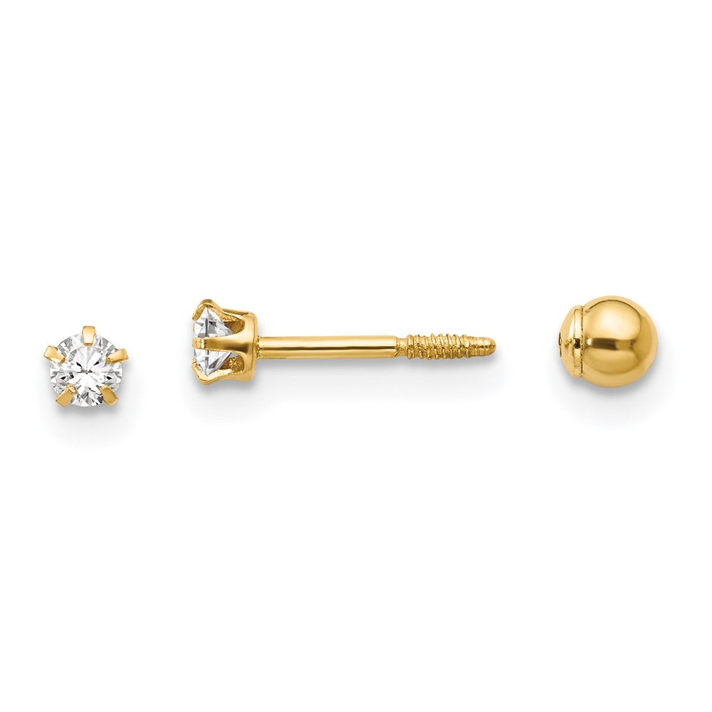 14k Madi K Polished Reversible Crystal & Ball Earrings