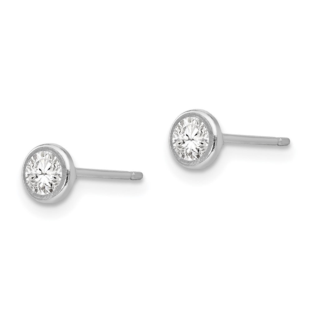 14k White Gold Madi K Bezel-Set Round CZ Post Earrings