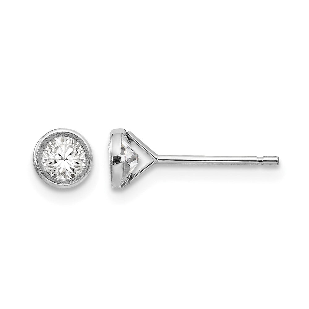 14k White Gold Madi K Bezel-Set Round CZ Post Earrings
