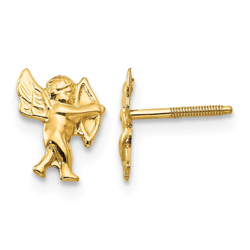 14k Madi K Polished Cupid Childrens Screwback Earrings