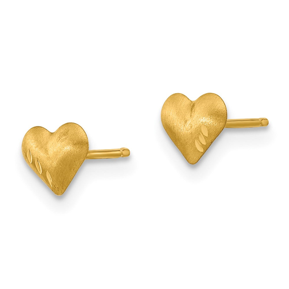 14k Madi K Diamond-Cut and Satin Puffed Heart Post Earrings