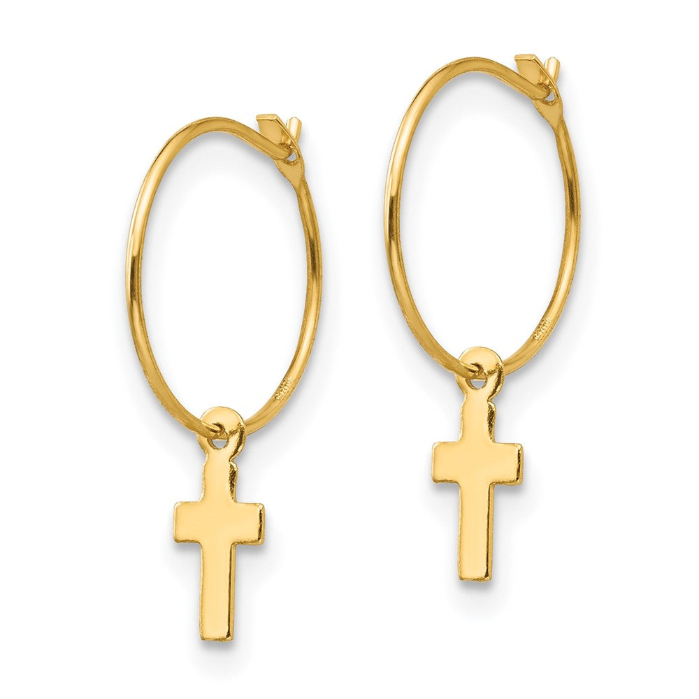 14k Madi K Endless Hoop with Small Cross Dangle Earrings