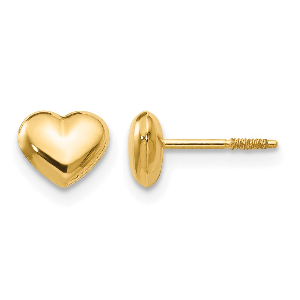 14k Madi K Small Puffed Heart Screwback Post Earrings