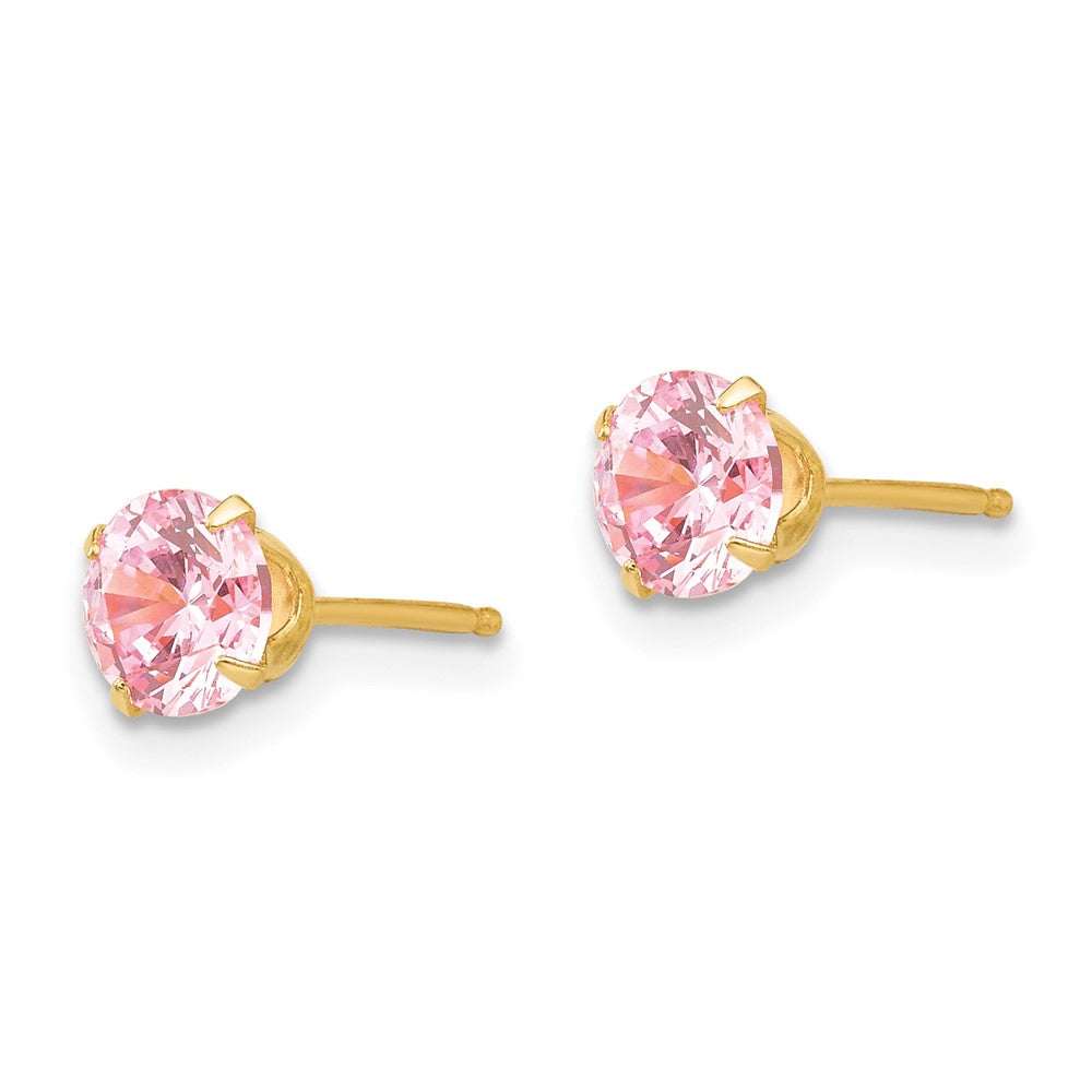 14k Madi K Round Pink CZ Post Earrings
