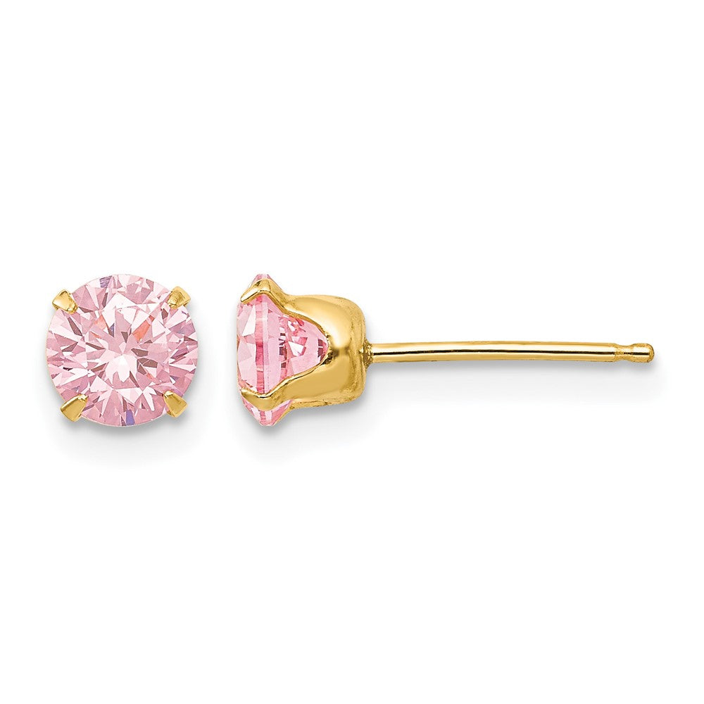 14k Madi K Round Pink CZ Post Earrings
