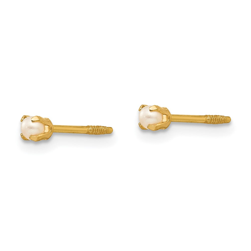 14k Madi K 1- White Round Freshwater Cultured Pearl Screwback Post Earrings