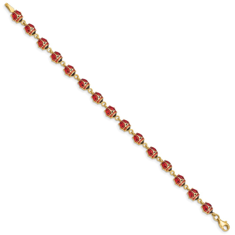 14K Red and Black Enamel and Resin Ladybug Bracelet