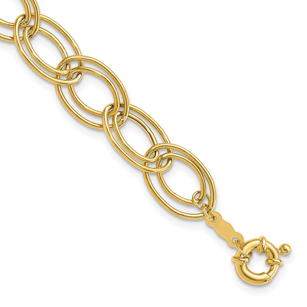 14K Polished Fancy Double Oval Link Bracelet