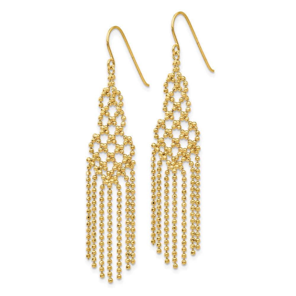 14K Fringe Beaded Chain Dangle French Hook Earrings