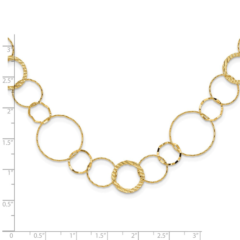14K Polished Diamond-cut and Textured Circles Necklace