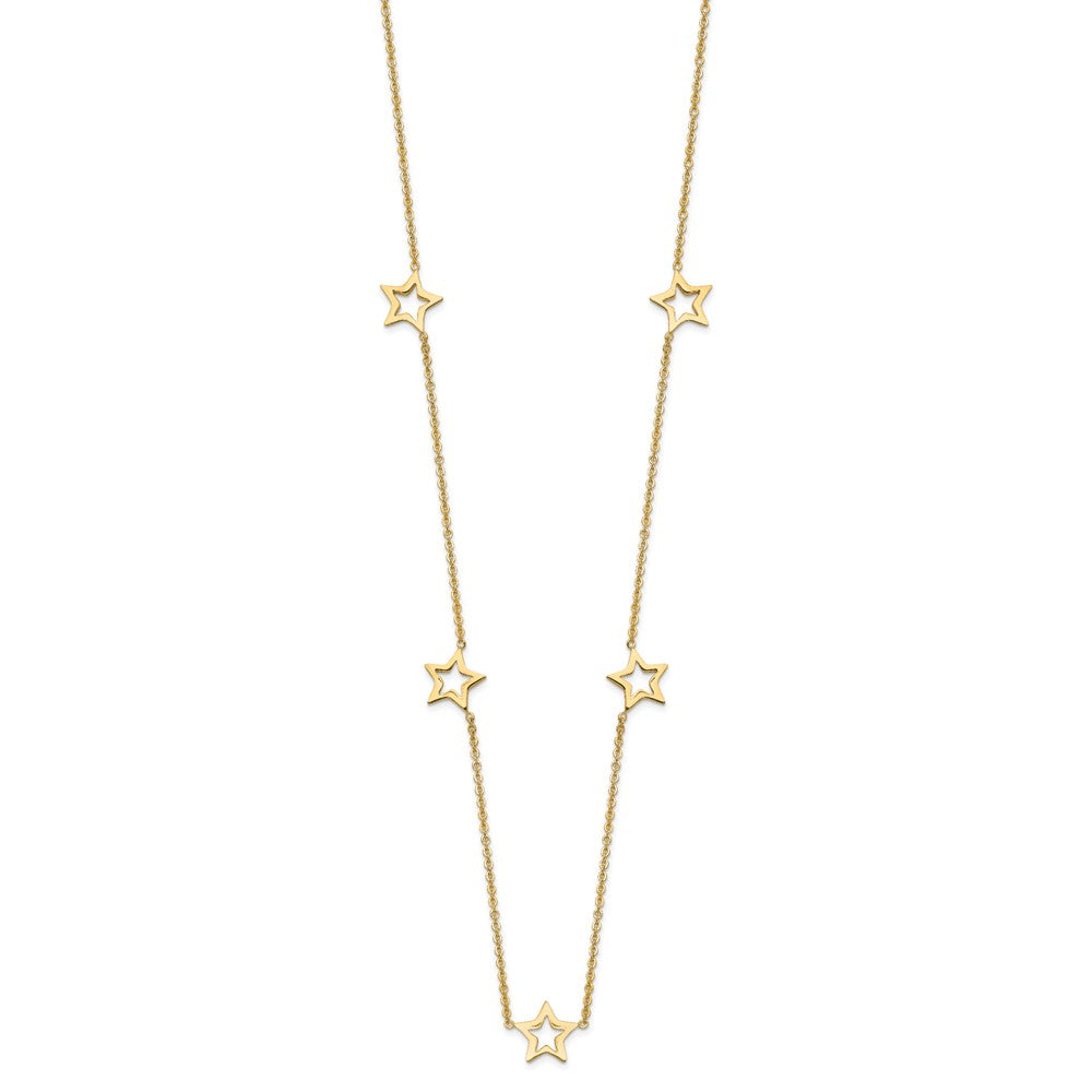 14K Open Stars Necklace Plus Extension