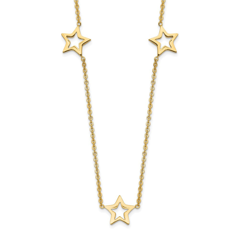 14K Open Stars Necklace Plus Extension