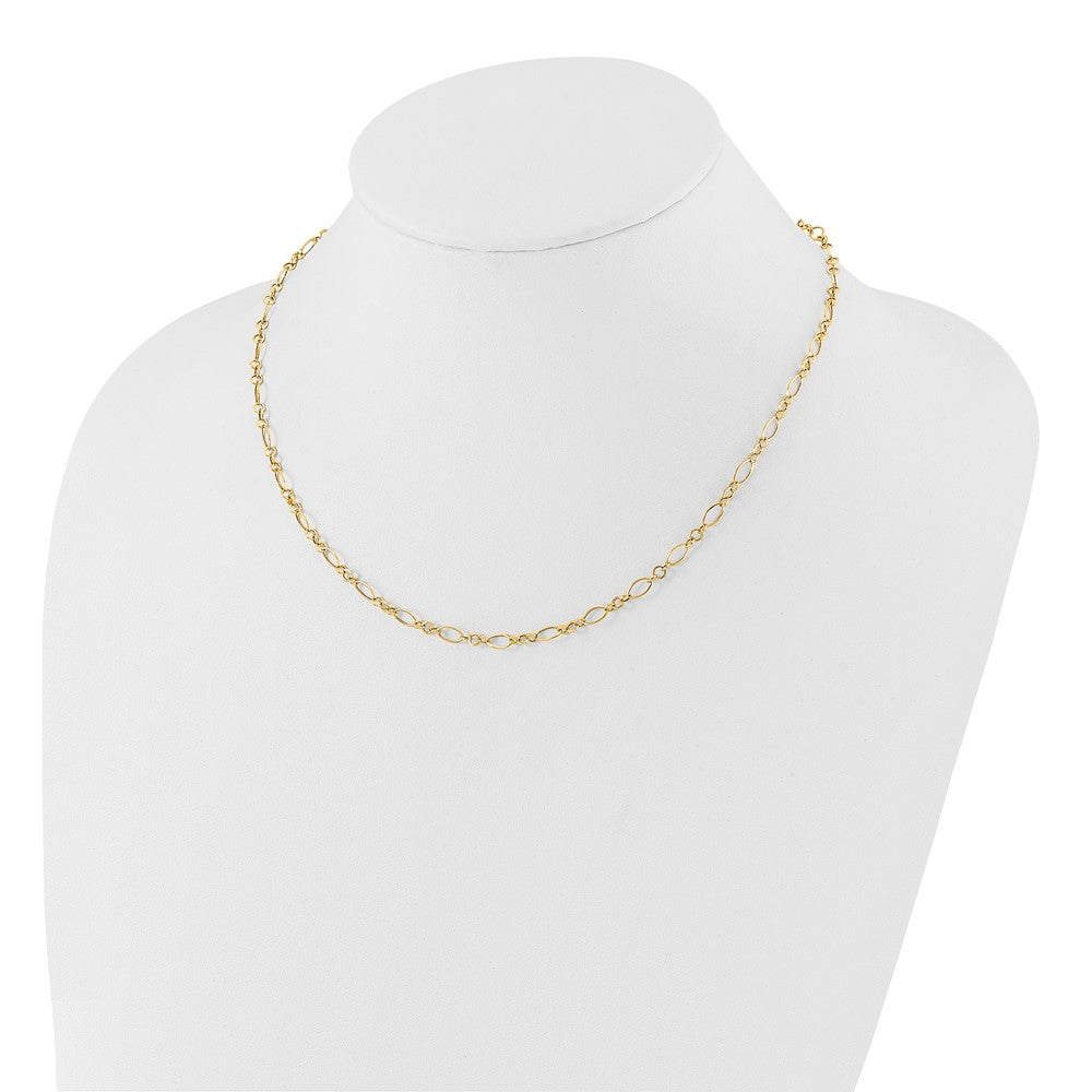 14k Polished Fancy Oval and Round Link Necklace