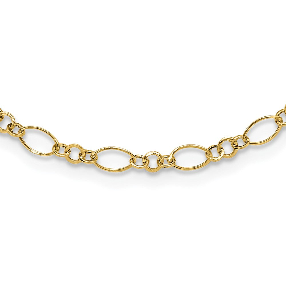 14k Polished Fancy Oval and Round Link Necklace