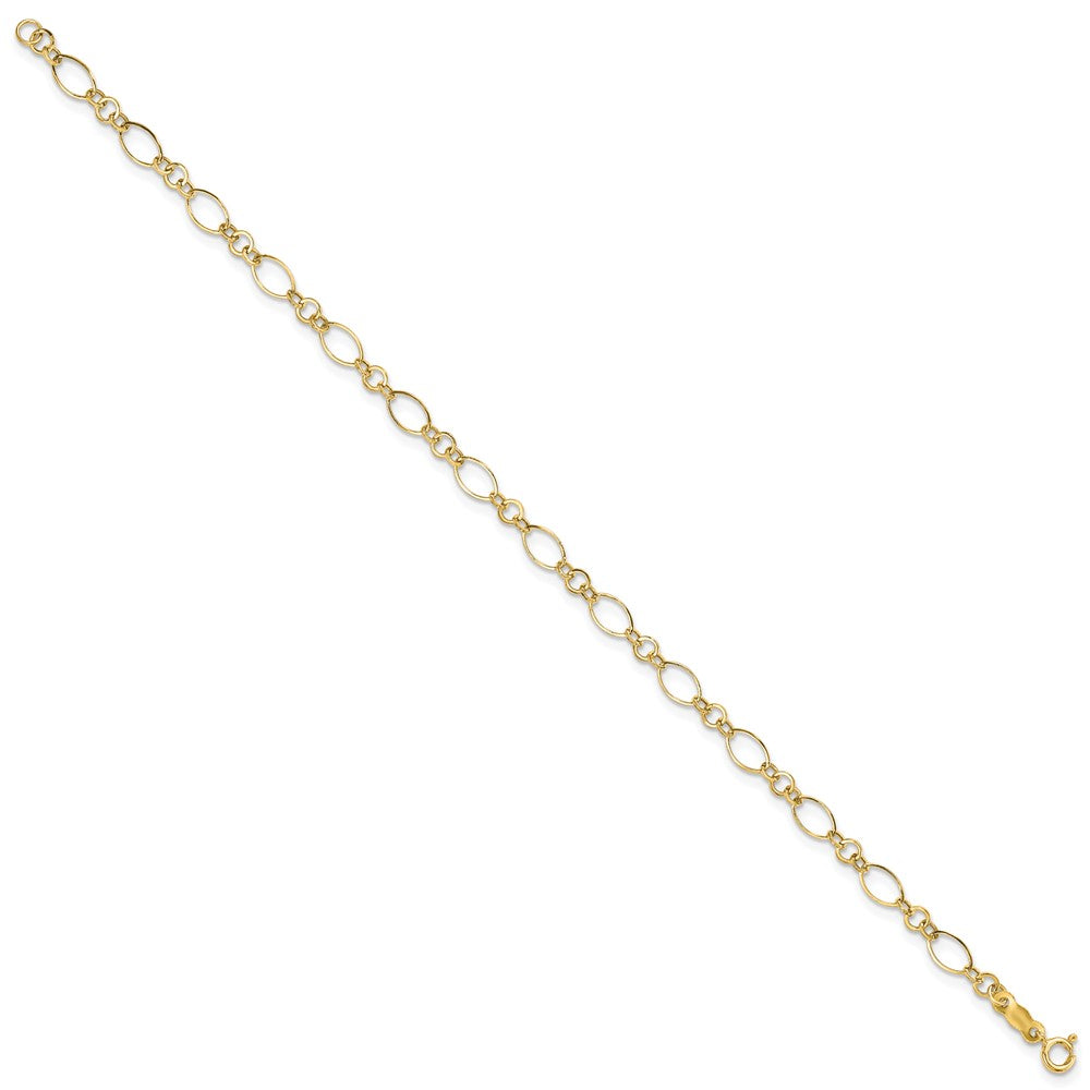 14k Polished Fancy Oval and Round Link Bracelet