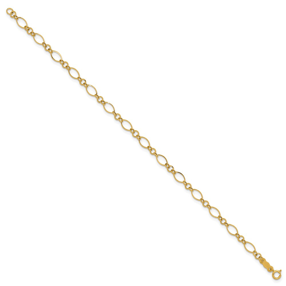 14k Polished Fancy Oval and Round Link Bracelet