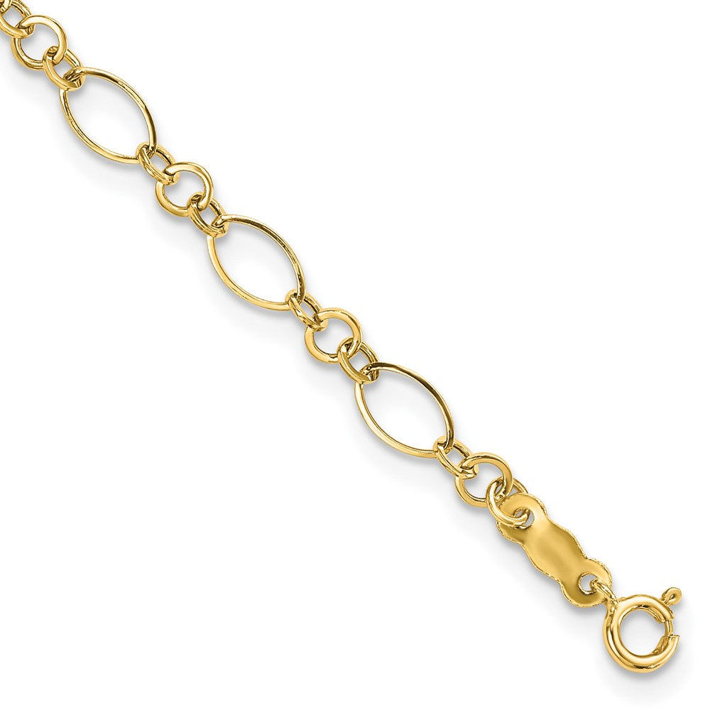 14k Polished Fancy Oval and Round Link Bracelet