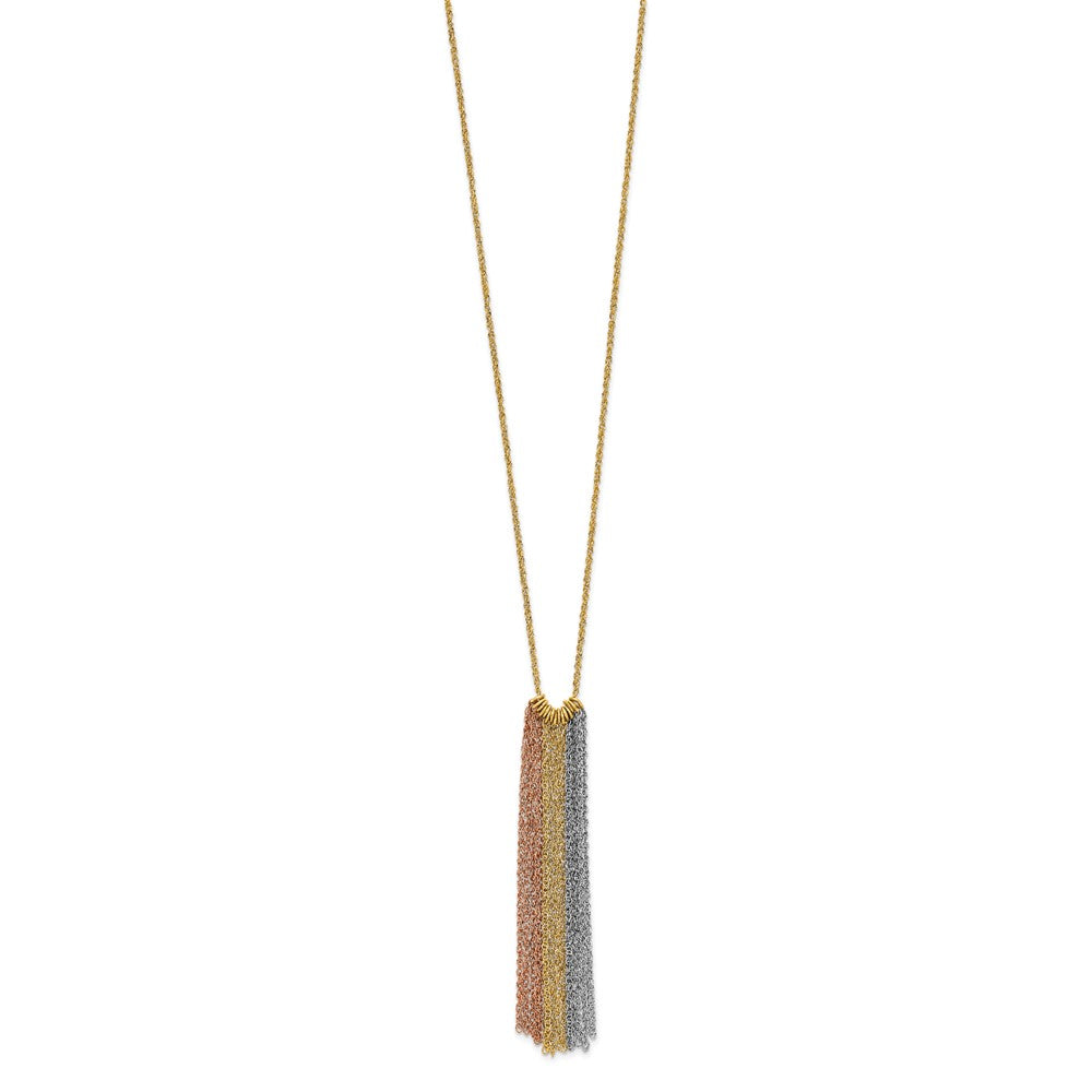 14k Tri-color Dangle Chain with ext Necklace