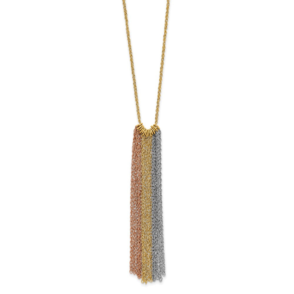 14k Tri-color Dangle Chain with ext Necklace