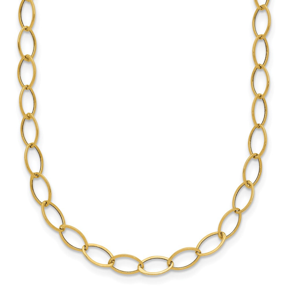 14k Polished Fancy Oval Link Necklace