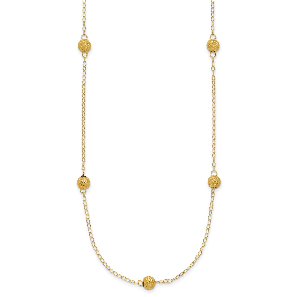 14k Polished Textured Beads 7-Station Necklace