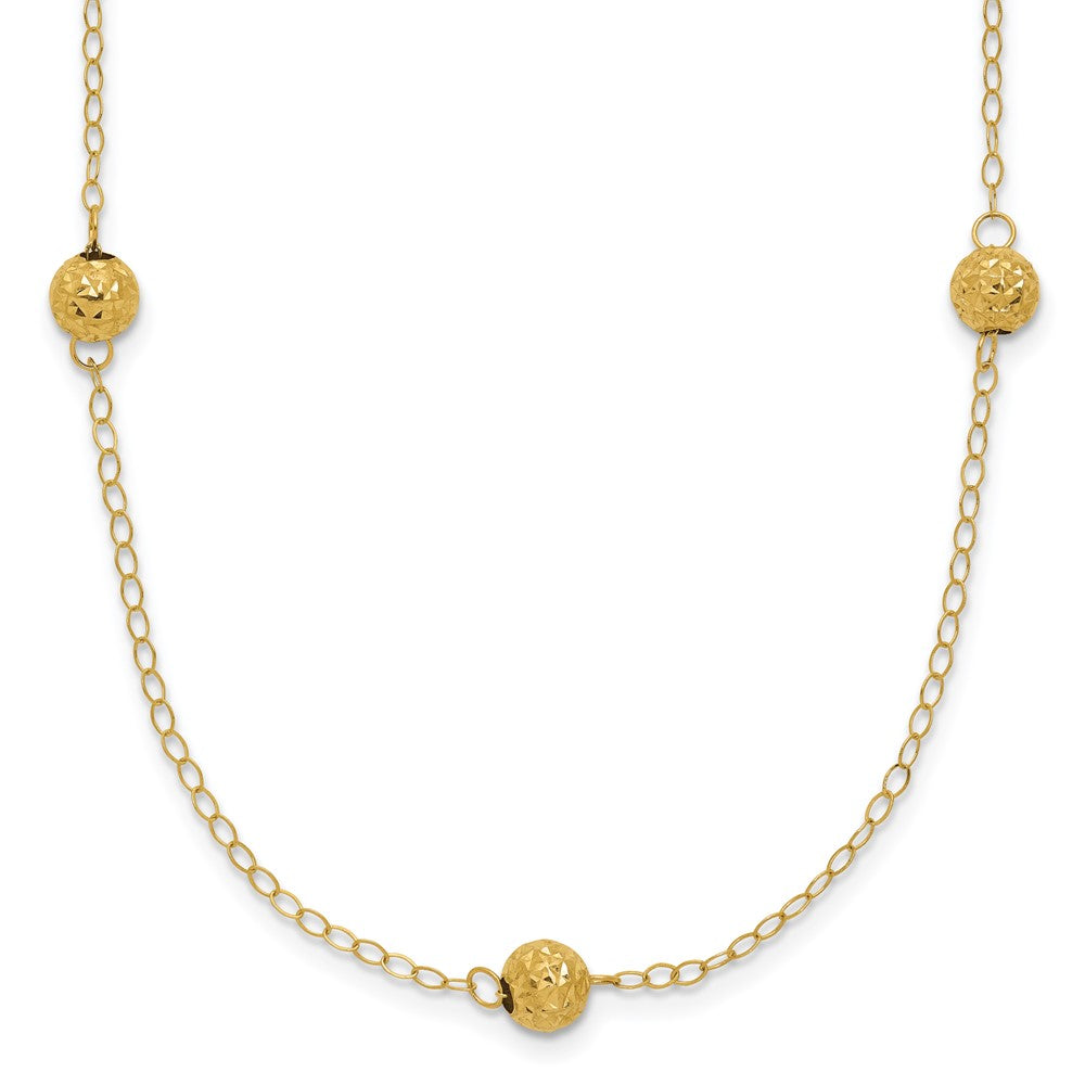 14k Polished Textured Beads 7-Station Necklace