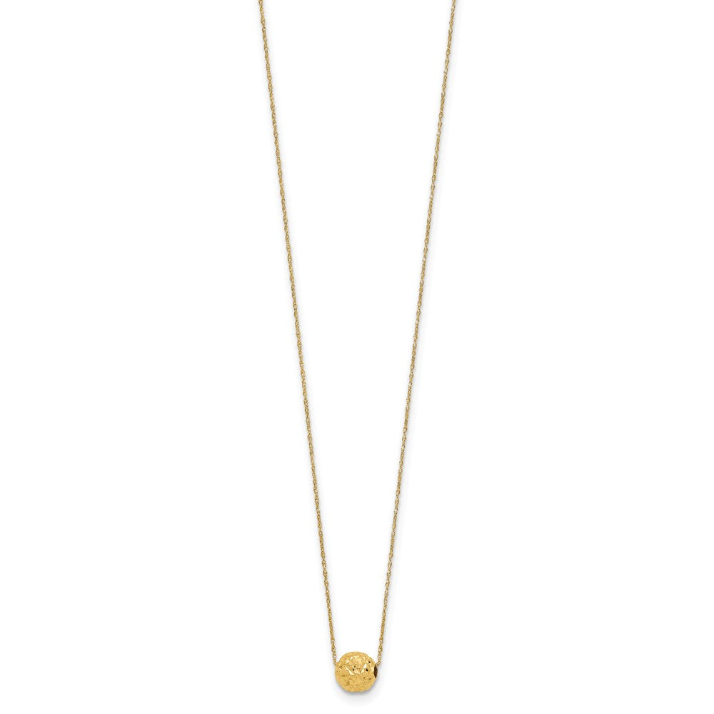 14k Polished Textured Bead Necklace