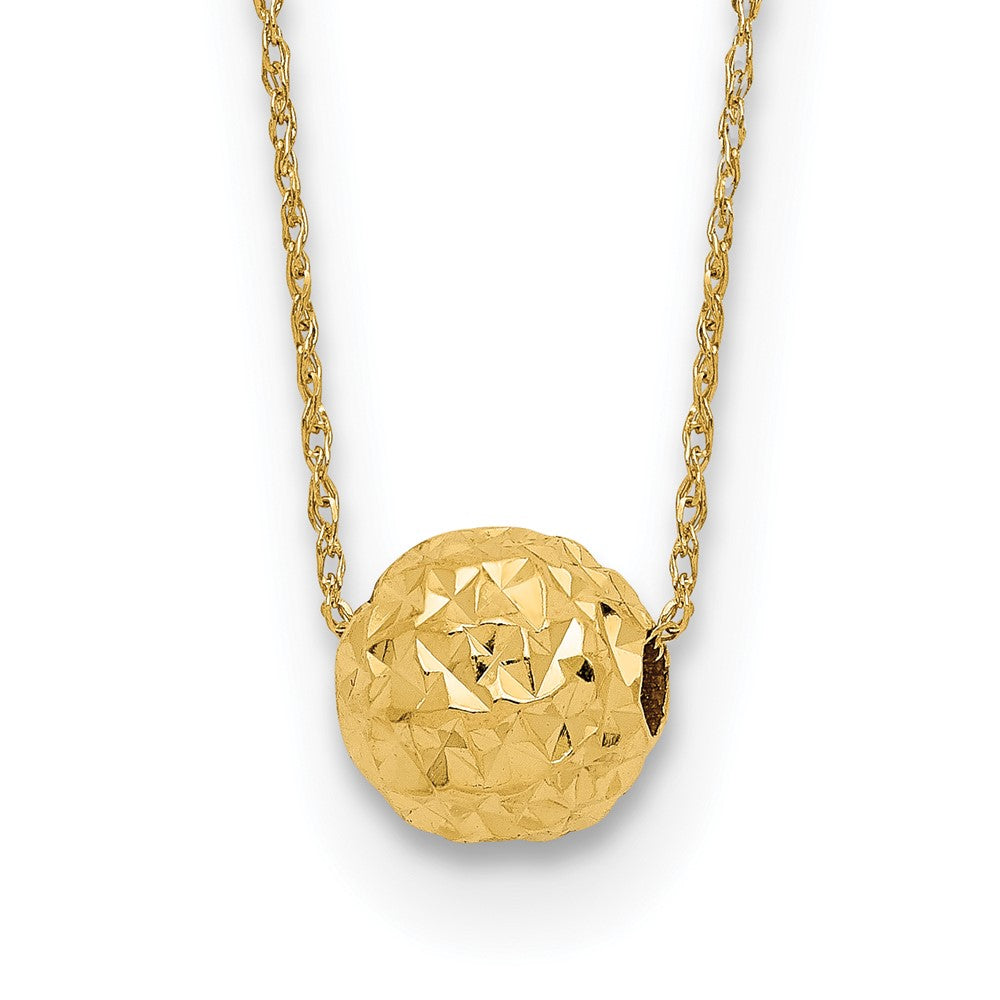 14k Polished Textured Bead Necklace