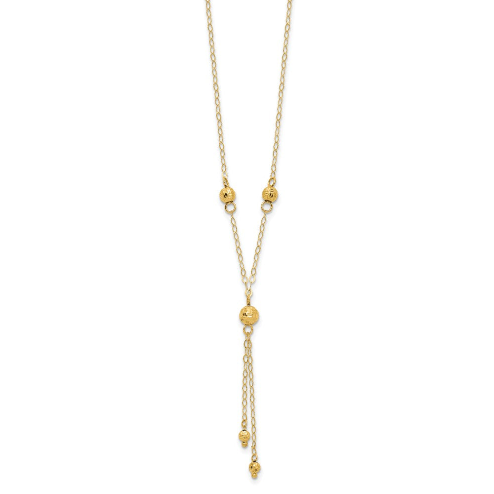 14k Yellow Gold Bead Lariat with ext Necklace