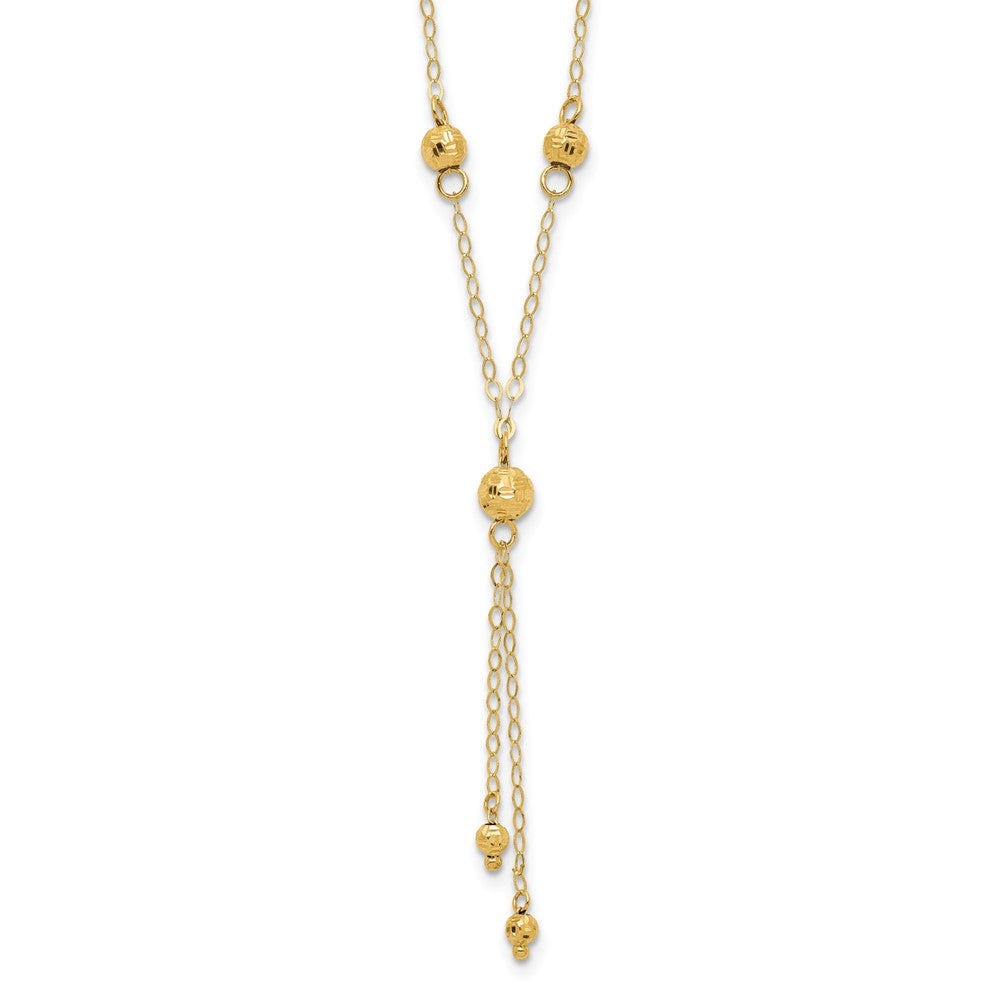 14k Yellow Gold Bead Lariat with ext Necklace