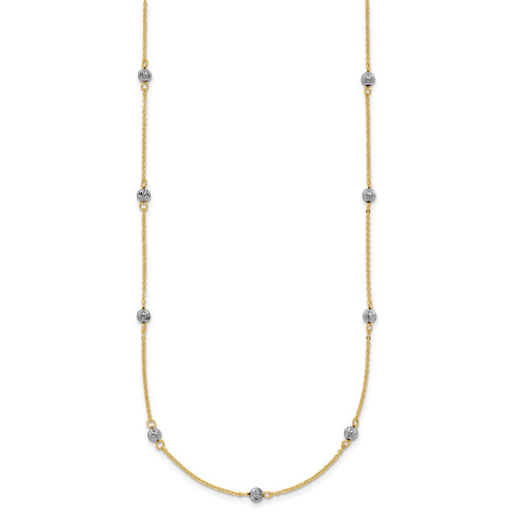 14K Two-tone D/C Beads w/ Ext Necklace