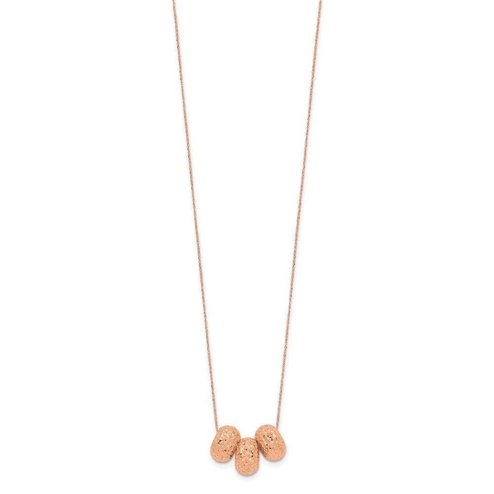 14K Rose Gold Ropa Diamond Cut Beads W/ Ext Necklace