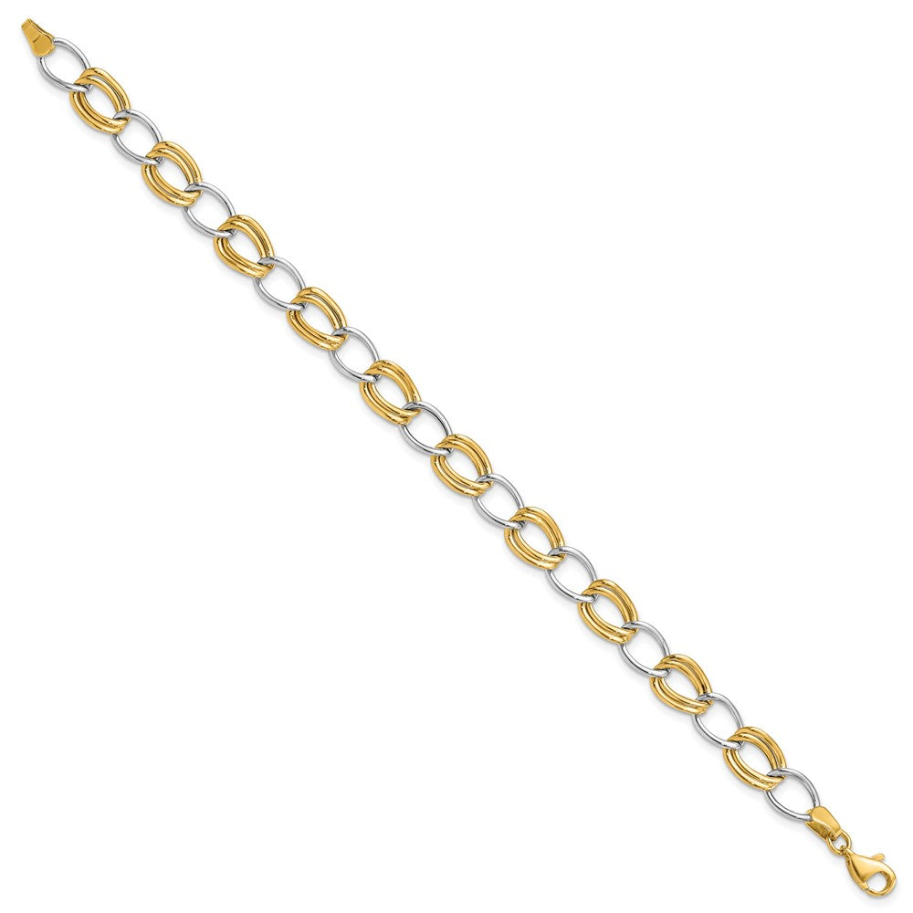 14K Two-Tone Polished Fancy Open Curb Link Bracelet