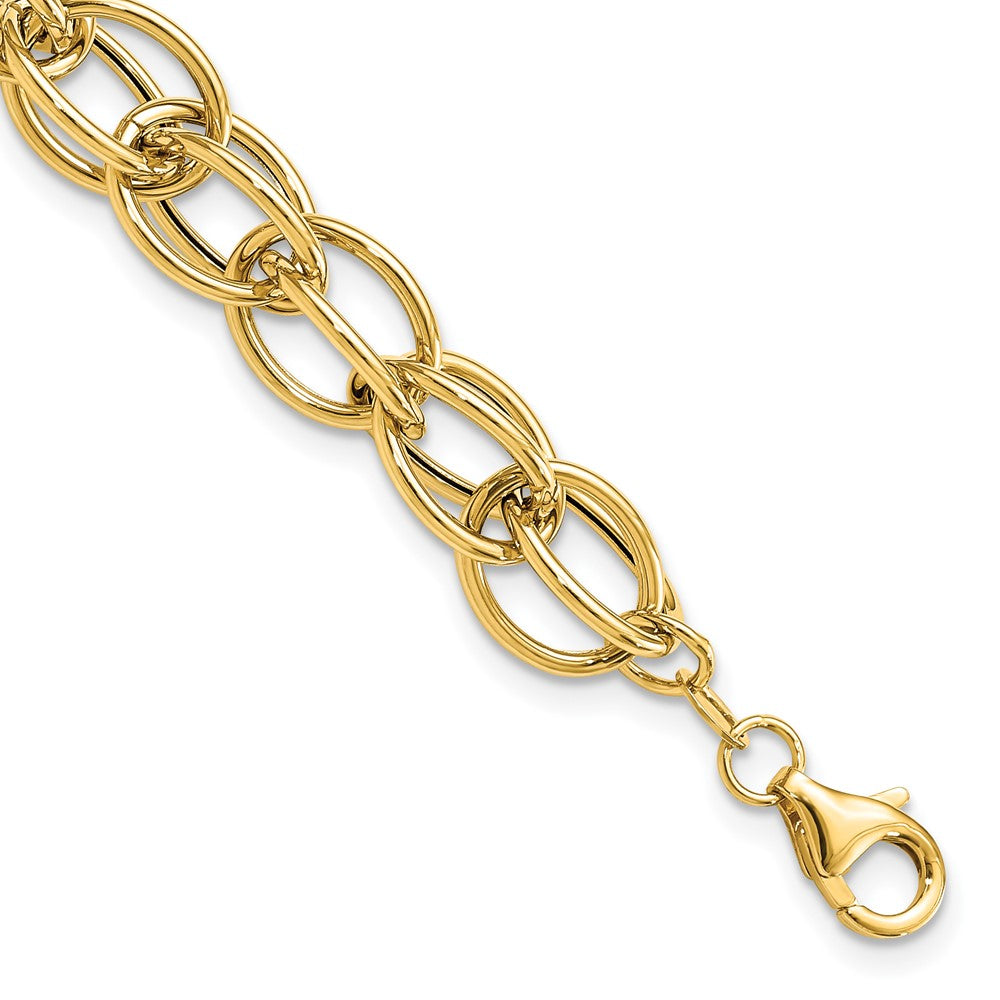 14k Gold Polished Textured Fancy Link Bracelet