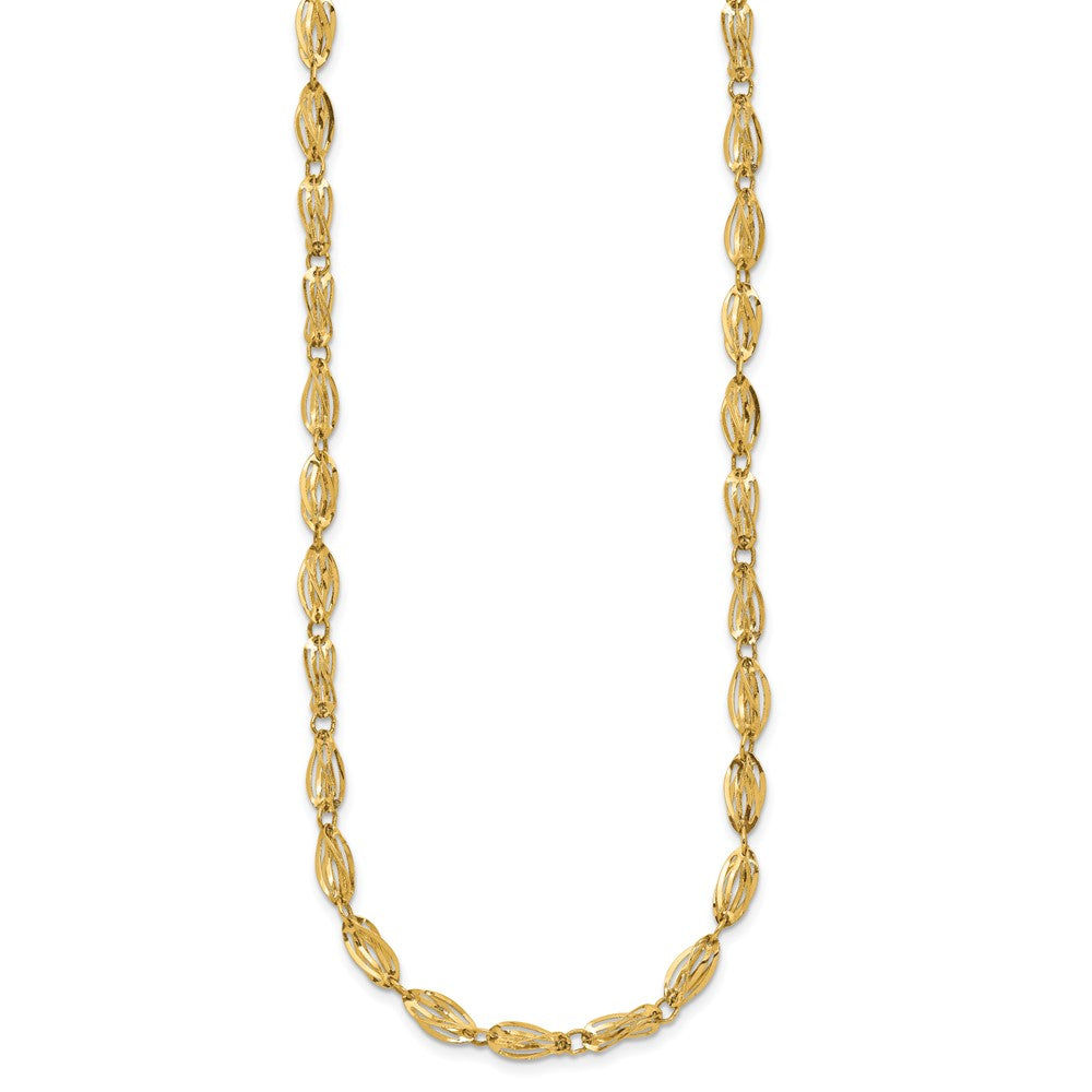 14K Fancy Twisted Oval Link Necklace