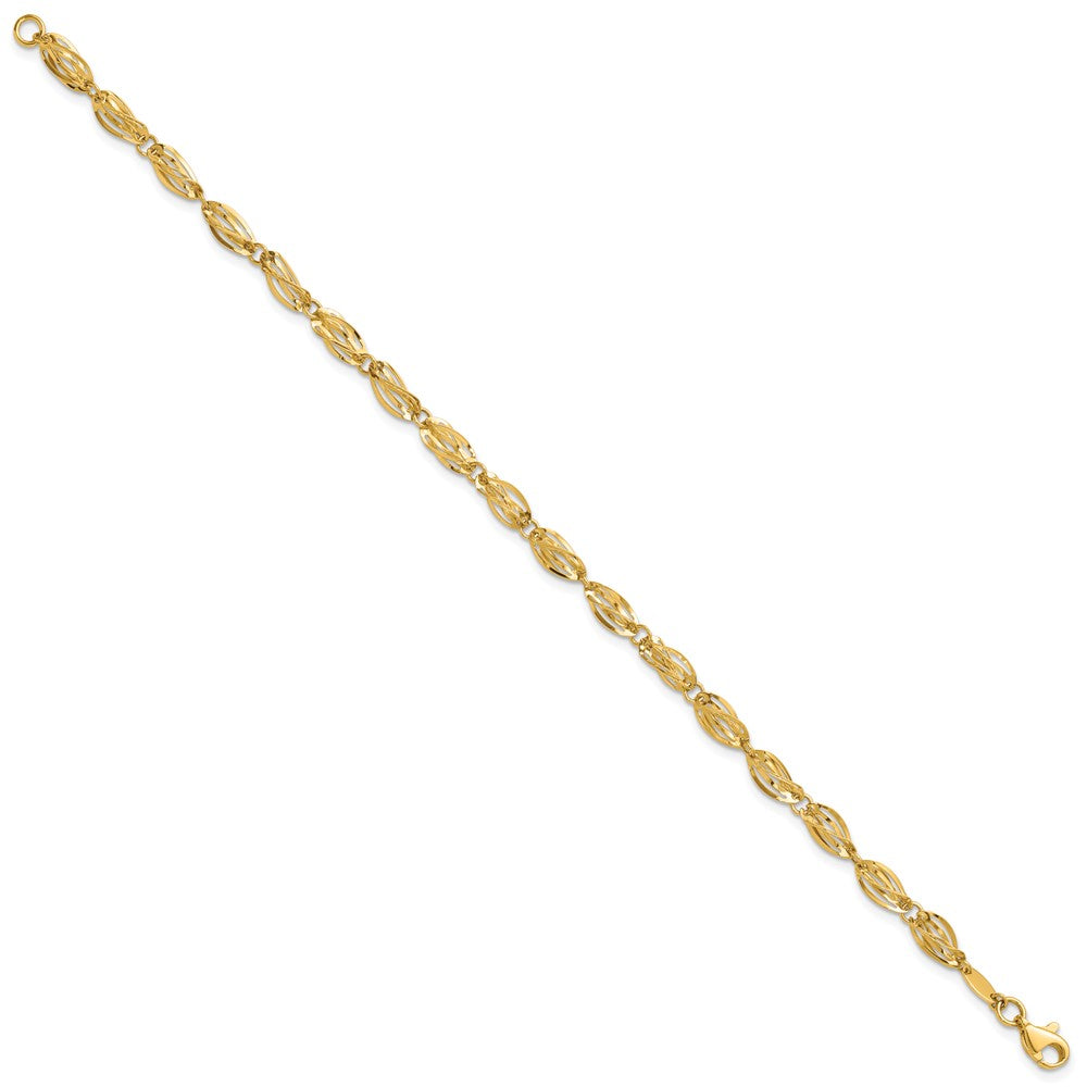 14K Polished Fancy Twisted Oval Link Bracelet