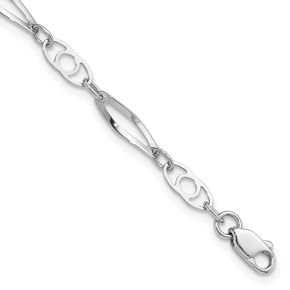 14k White Gold 7in Polished Fancy Link Bracelet