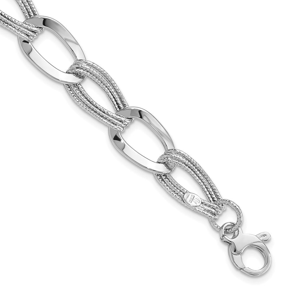 14k White Gold Polished Fancy Link Bracelet