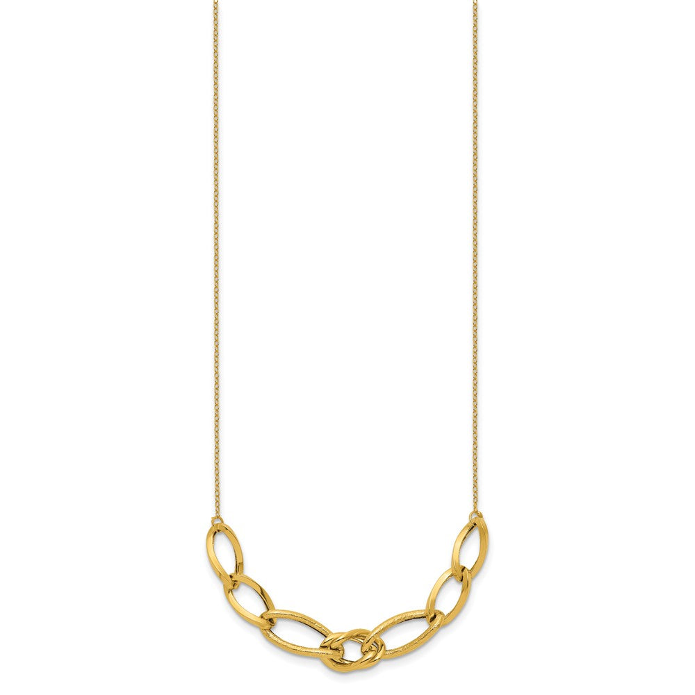 14k Polished and Textured Fancy Link Necklace