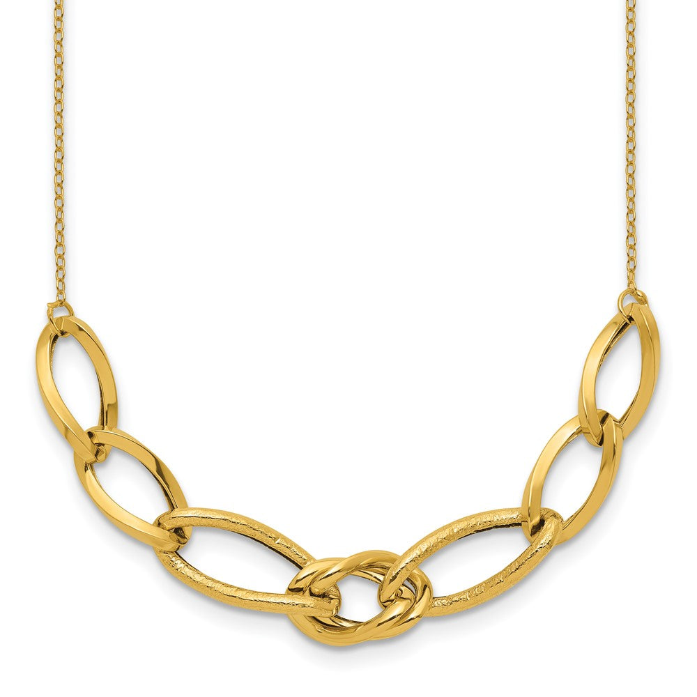 14k Polished and Textured Fancy Link Necklace