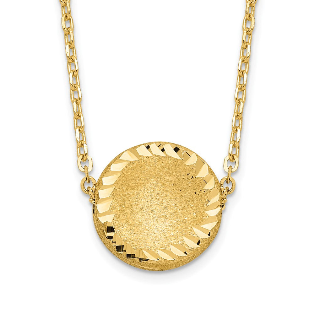 14k Brushed Polished & D/C Circle Necklace