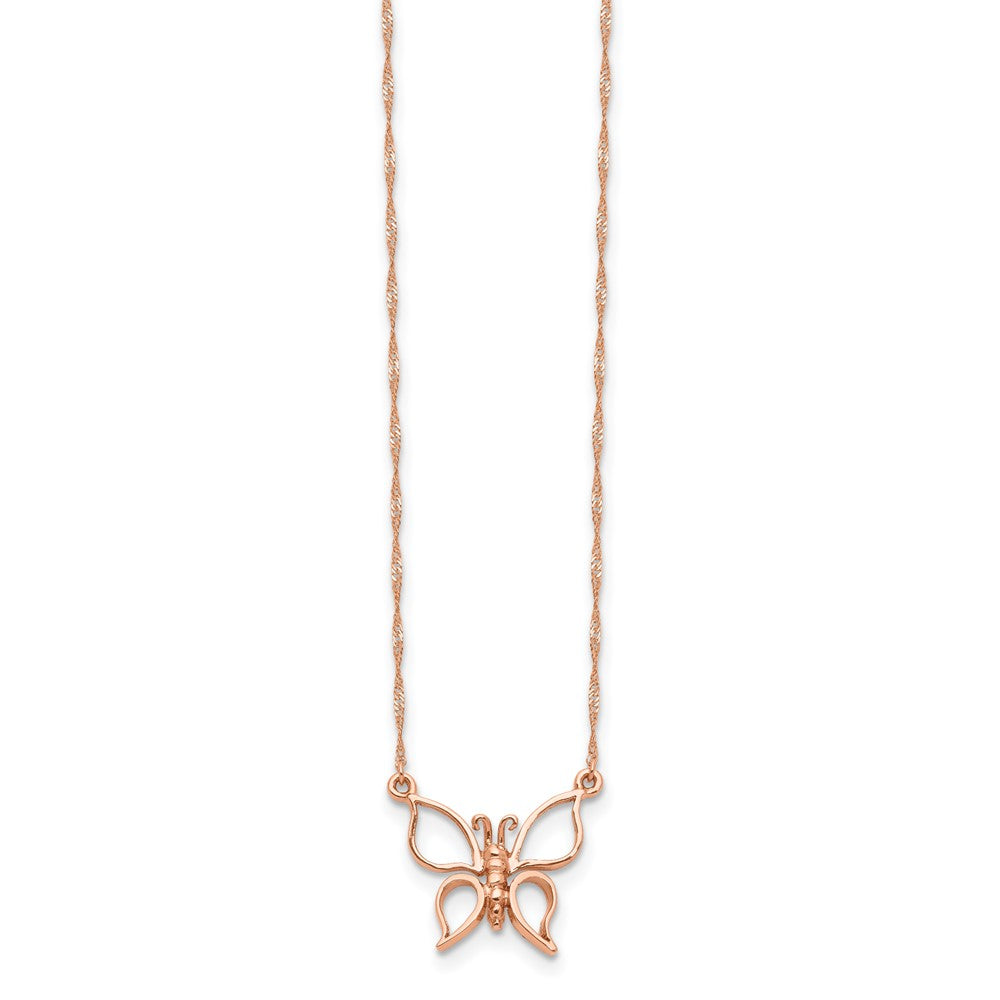 14k Rose Gold Polished Open Butterfly Necklace