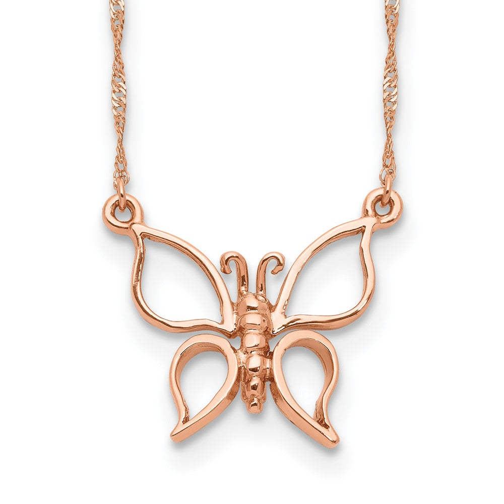 14k Rose Gold Polished Open Butterfly Necklace