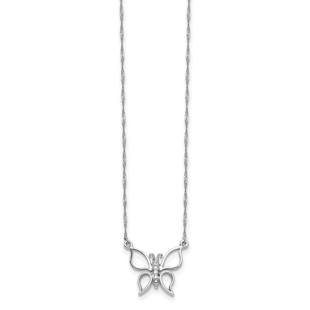 14k White Gold Polished Open Butterfly Necklace