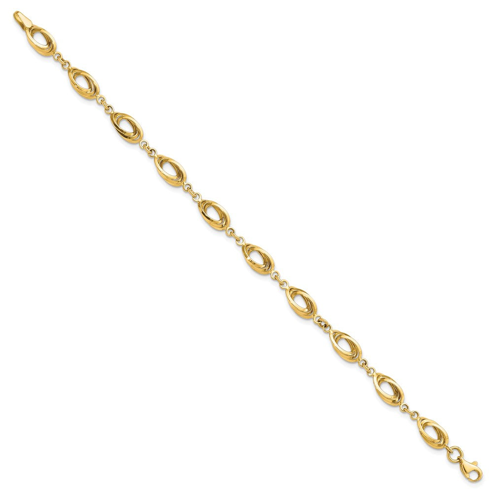 14k Polished Fancy Oval Link Bracelet